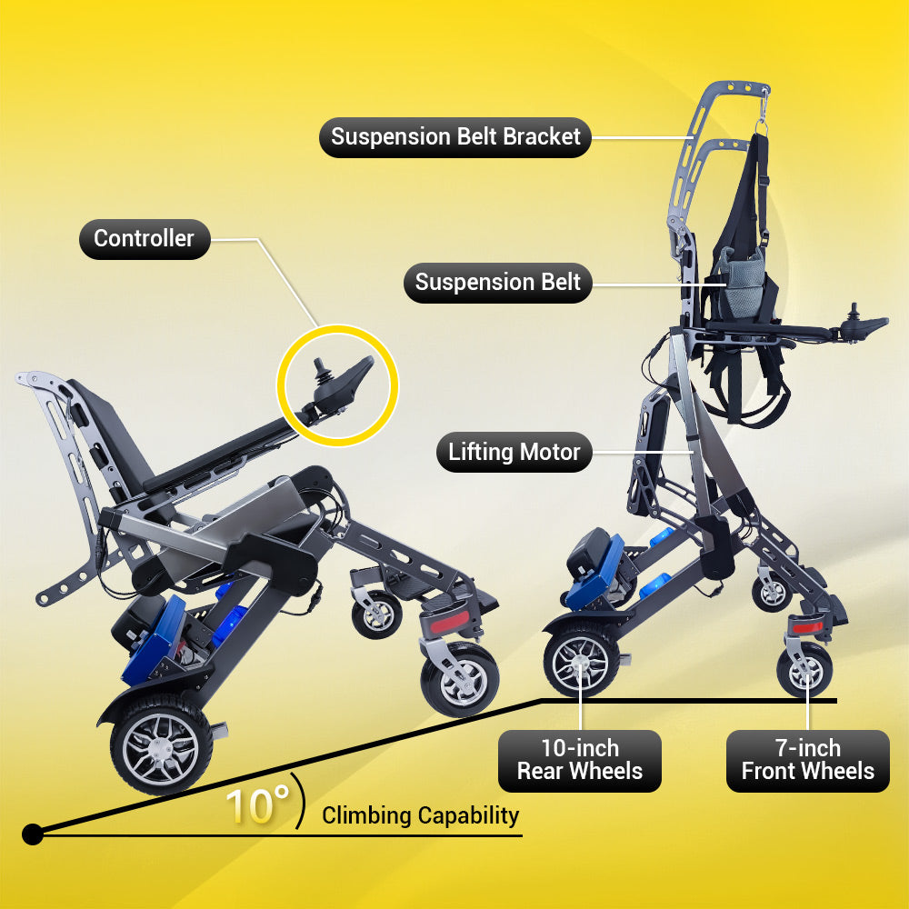EASWE S10 Vertical Lift Electric Wheelchair - 500W Motor, Adjustable Height