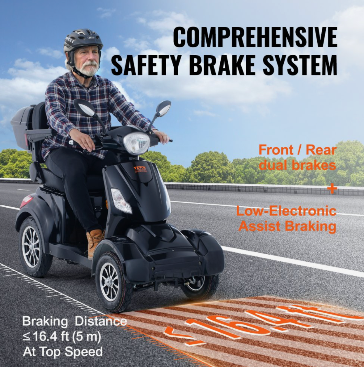 VEVOR Heavy-Duty 4-Wheel Mobility Scooter – 800W Motor, 31-Mile Range, 500 lbs Capacity, All-Terrain Design