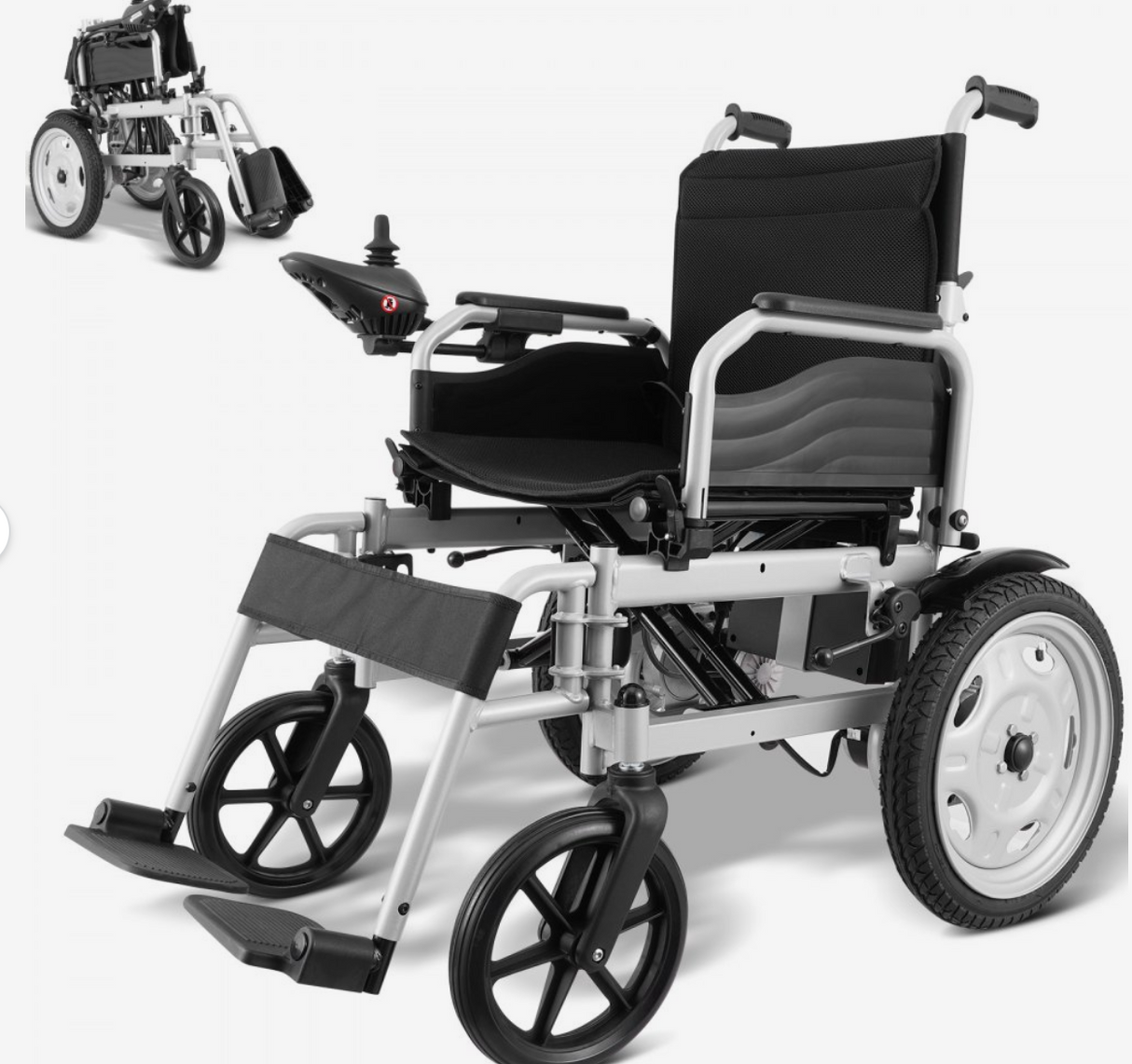Foldable Electric Wheelchair – 17.5" Seat Width, 265 lbs Capacity, 12.5 Mile Range, Adjustable Backrest, All-Terrain Tires