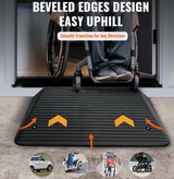 VEVOR Rubber Threshold Ramp – 4" Rise, 35.5" x 24.4", 33,069 lbs Load Capacity, Non-Slip Surface with Cable Channel