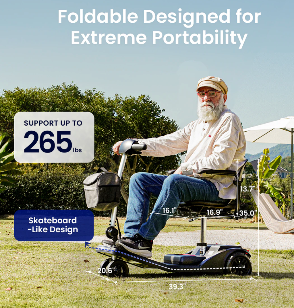 VOCIC D50 Lightweight Folding Mobility Scooter – Compact 4-Wheel Travel Scooter for Adults Easy Transport. Smooth Rides. Reliable Mobility.