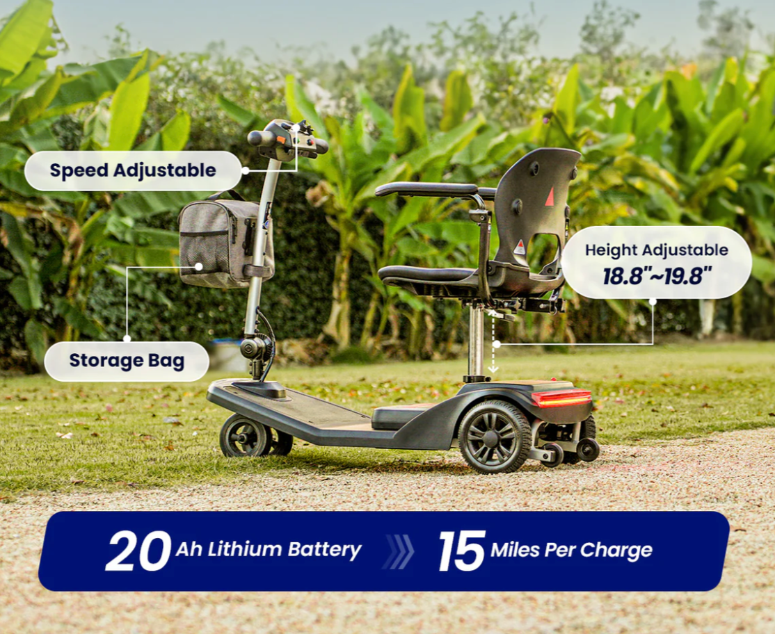 VOCIC D50 Lightweight Folding Mobility Scooter – Compact 4-Wheel Travel Scooter for Adults Easy Transport. Smooth Rides. Reliable Mobility.