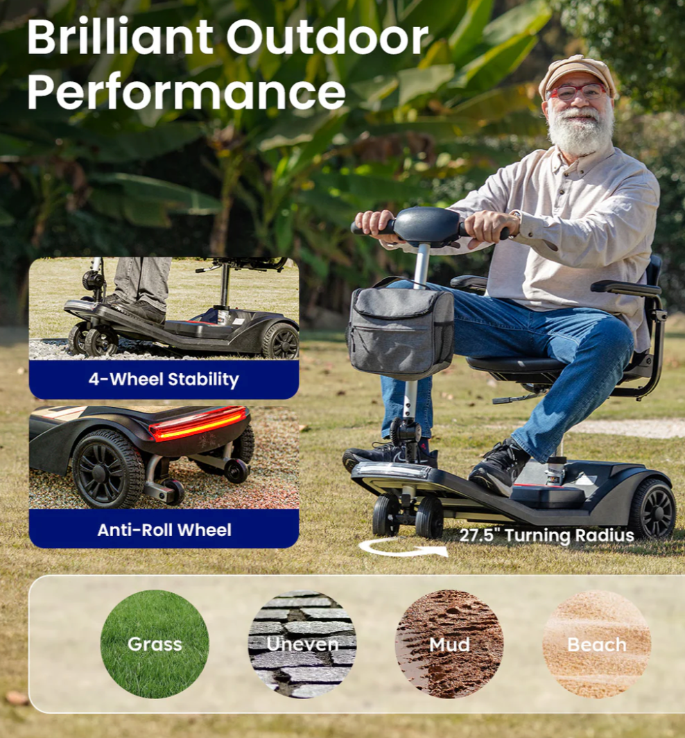 VOCIC D50 Lightweight Folding Mobility Scooter – Compact 4-Wheel Travel Scooter for Adults Easy Transport. Smooth Rides. Reliable Mobility.
