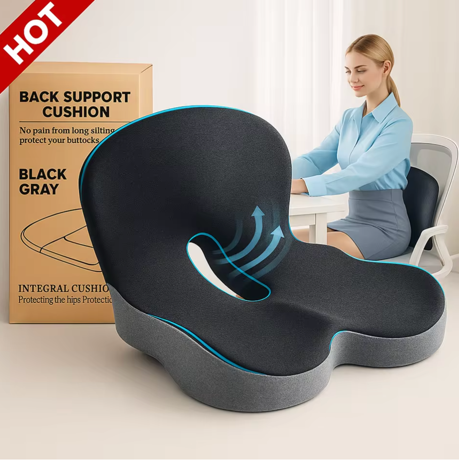 Memory Foam Seat Cushion for Wheelchairs, Office chairs, Truck Drivers, Ergonomic Seat Cushion for Back, Tailbone & Sciatica Pain Relief