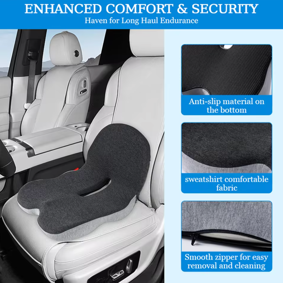 Memory Foam Seat Cushion for Wheelchairs, Office chairs, Truck Drivers, Ergonomic Seat Cushion for Back, Tailbone & Sciatica Pain Relief