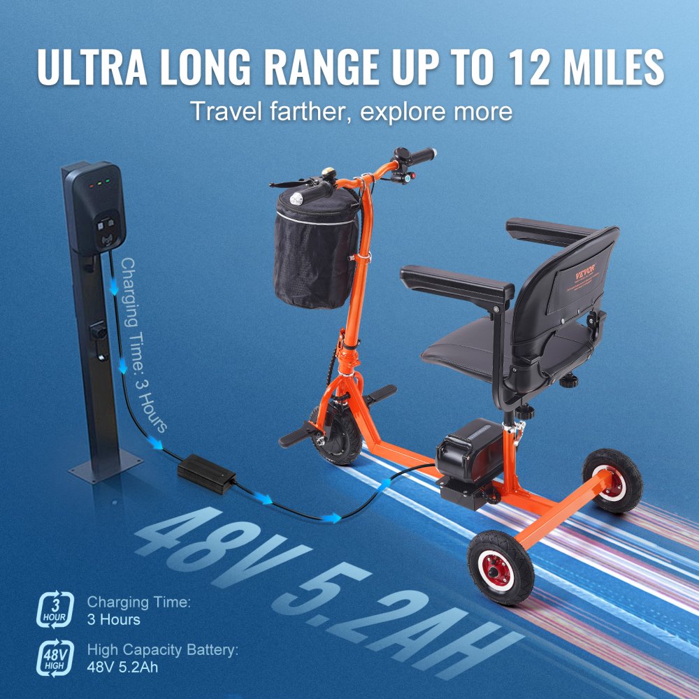 VEVOR Foldable 3-Wheel Electric Mobility Scooter – Empowering Freedom with Every Ride